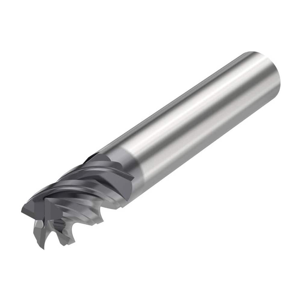 Corner Radius End Mill: 0.2362″ Dia, 4 Flutes, Solid Carbide 48 ° Helix, SIRON-A Coated, Corner Chamfer End, Centercutting, Series JS554