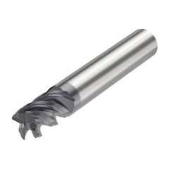 Corner Radius End Mill: 0.2362″ Dia, 4 Flutes, Solid Carbide 48 ° Helix, SIRON-A Coated, Corner Chamfer End, Centercutting, Series JS554