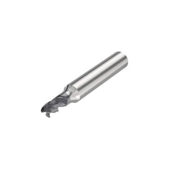 Corner Radius End Mill: 0.1772″ Dia, 3 Flutes, Solid Carbide 48 ° Helix, SIRON-A Coated, Corner Chamfer End, Centercutting, Series JS553