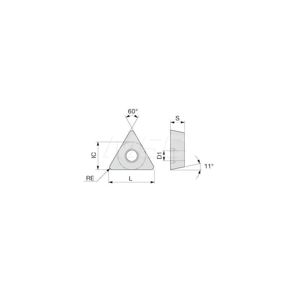 Turning Insert:  TPMT221PM T9225,  Solid Carbide TiCN, Al2O3 & TiN Finish,  Neutral,  1/4″ Inscribed Circle,  0.0160″ Corner Radius,  60.0 &deg N/A Triangle,  Series  TPMT