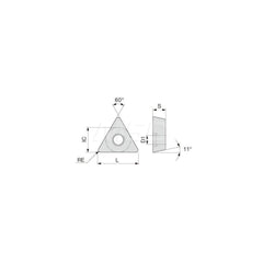 Turning Insert:  TPMT221PM T9225,  Solid Carbide TiCN, Al2O3 & TiN Finish,  Neutral,  1/4″ Inscribed Circle,  0.0160″ Corner Radius,  60.0 &deg N/A Triangle,  Series  TPMT