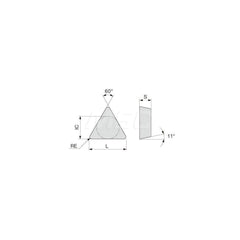 Turning Insert:  TPMR221-24 T9225,  Solid Carbide TiCN, Al2O3 & TiN Finish,  Neutral,  1/4″ Inscribed Circle,  0.0160″ Corner Radius,  60.0 &deg N/A Triangle,  Series  TPMR