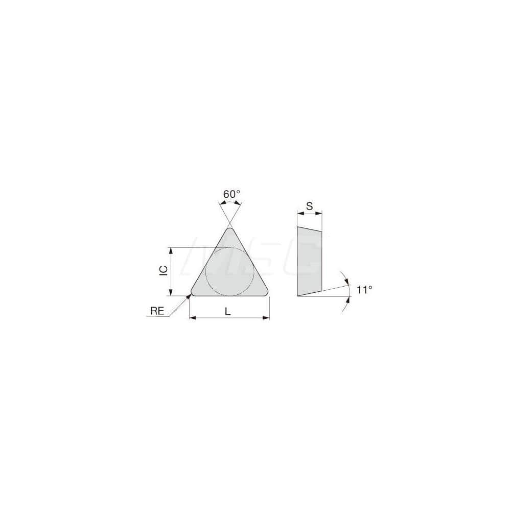 Turning Insert:  TPMR222-23 T9225,  Solid Carbide TiCN, Al2O3 & TiN Finish,  Neutral,  1/4″ Inscribed Circle,  0.0310″ Corner Radius,  60.0 &deg N/A Triangle,  Series  TPMR