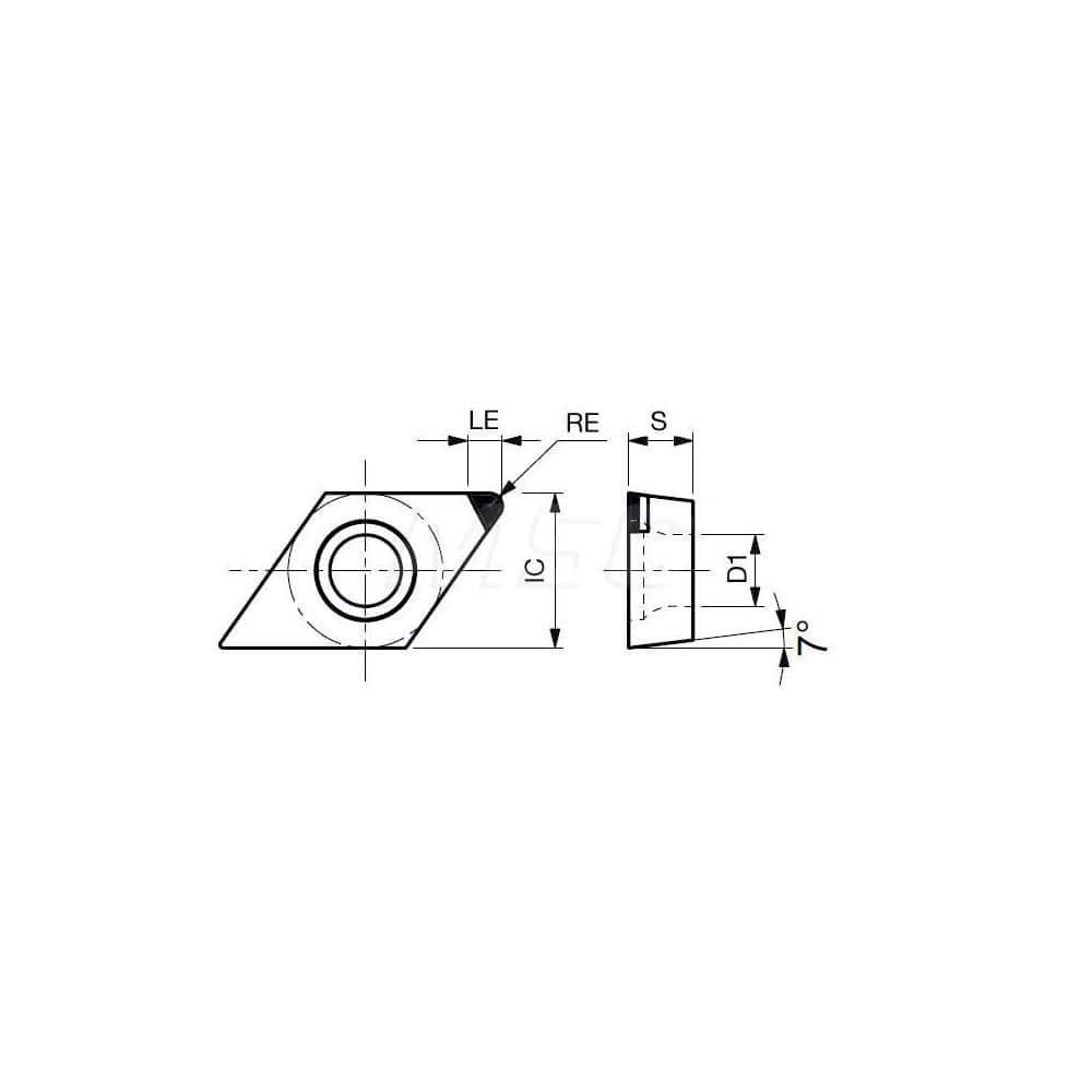 Turning Insert:  Q-DCMW21.51 BX330,  Polycrystalline Cubic Boron Nitride Uncoated Finish,  Right Hand,  1/4″ Inscribed Circle,  0.0160″ Corner Radius,  55.0 &deg N/A Diamond,  Series  DCMW
