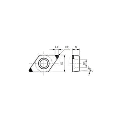 Turning Insert:  2QP-DCMW32.50.5 BX330,  Polycrystalline Cubic Boron Nitride Uncoated Finish,  Neutral,  3/8″ Inscribed Circle,  0.0080″ Corner Radius,  55.0 &deg N/A Diamond,  Series  DCMW