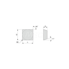 Turning Insert:  SPMN322 T5115,  Solid Carbide TiCN, Al2O3 & TiN Finish,  Neutral,  3/8″ Inscribed Circle,  0.0310″ Corner Radius,  90.0 &deg N/A Square,  Series  SPMN