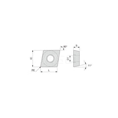 Turning Insert:  CPMW2.51.52 T5115,  Solid Carbide TiCN, Al2O3 & TiN Finish,  Neutral,  0.0310″ Corner Radius,  80.0 &deg N/A Diamond,  Series  CPMW