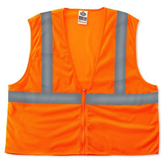 8205Z S/M Econo 2 Zipper Orange Vest - Americas Industrial Supply