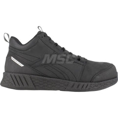 Work Boot: Size 8.5, Leather, Composite Toe Black, Medium Width, Non-Slip Sole