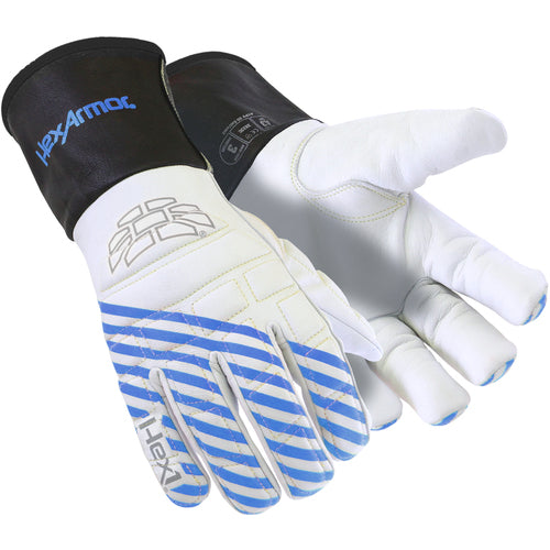 Winter Goatskin Leather Glove with Foam Impact Padding and Extended Gauntlet Cuff, Size M