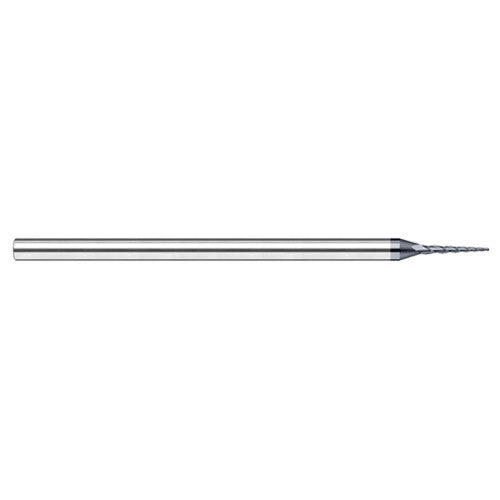 Miniature End Mills - Tapered Rib Cutters - 0.0900″ Cutter Diameter 0.9000″ Length of Cut 1 per side Carbide Tapered Ball End Mill, 3 Flutes, AlTiN Nano Coated