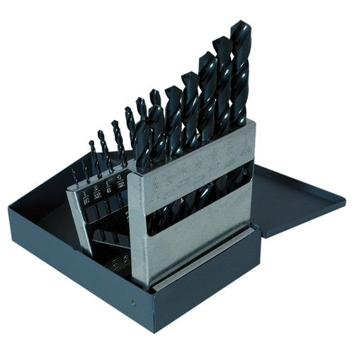 ‎1/16-1/2 RHS / RHC HSS 118 Degree Radial Point General Purpose Jobber Length Drill Set - Steam Oxide
