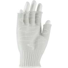 ‎22-615LHSXL SS Engineered Yarn - 3-strand Stainless Steel Wire Core/ /Poly - Hvy Wgt - Wht - Half-Finger - Exact Industrial Supply