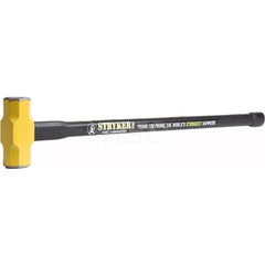 Sledge Hammer: 8 lb Head, 2-3/8″ Face Dia, 35-1/2″ OAL Drop Forged Steel Head, Steel Reinforced Rubber Handle