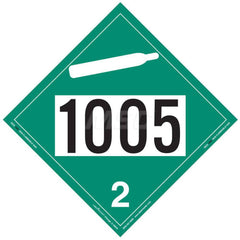 DOT Placards & Holders; Type: Placard; Legend: Non-Flammable Gas; Legend: Non-Flammable Gas; Material: Vinyl; Message or Graphic: Non-Flammable Gas; Legend Color: Green; Material: Vinyl; Compliance Specifications: DOT 49 CFR 172.519; Placard Coating: UV;