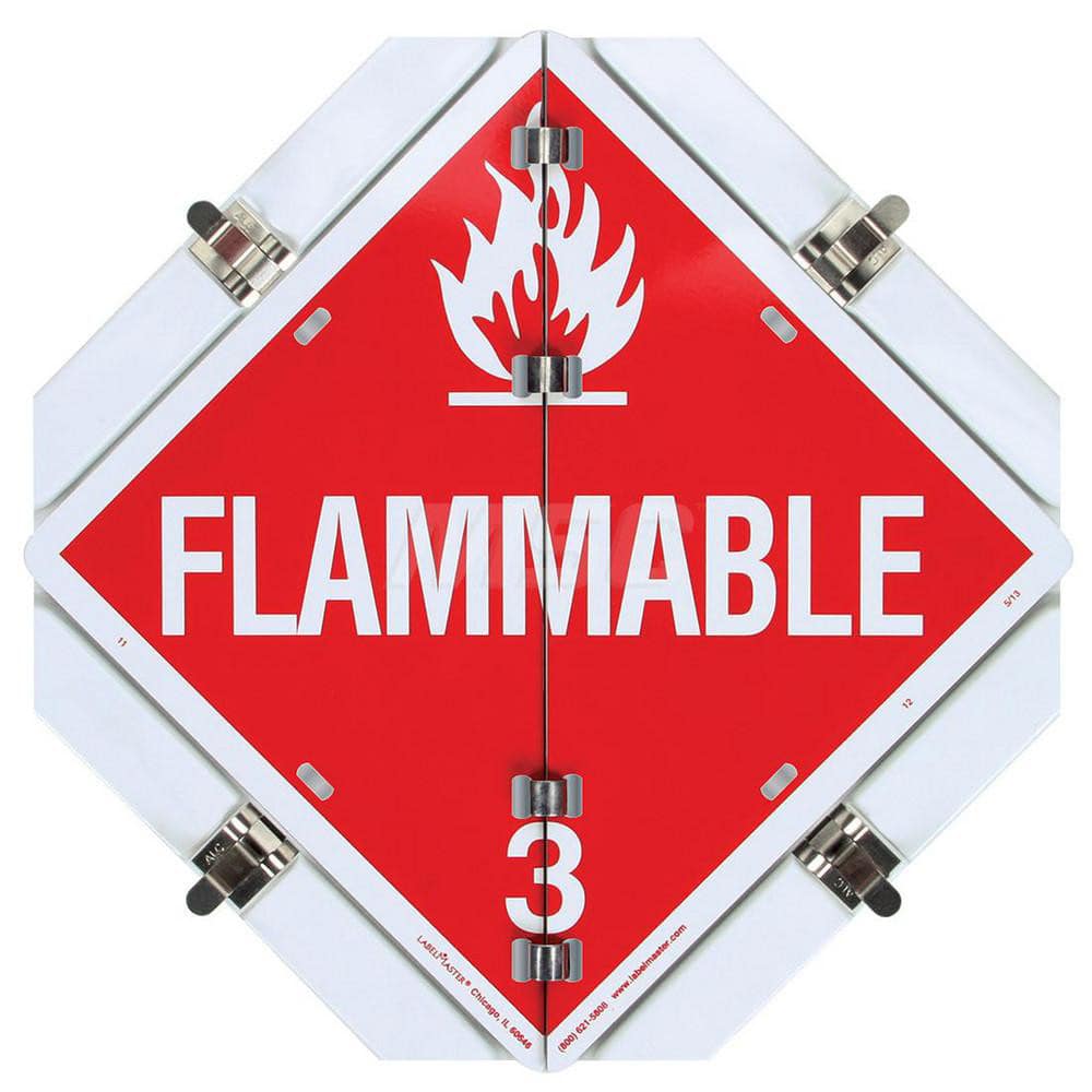 DOT Flip Placards; Placard Type: Standard; Number of Legends: 8; Legend: Corrosive; Non-Flammable Gas; Poison; Flammable Gas; Flammable; Oxidizer; Radioactive; Dangerous; Message/Graphic: Message & Graphic; Legend Color: Red; White; Yellow; Black; Green;