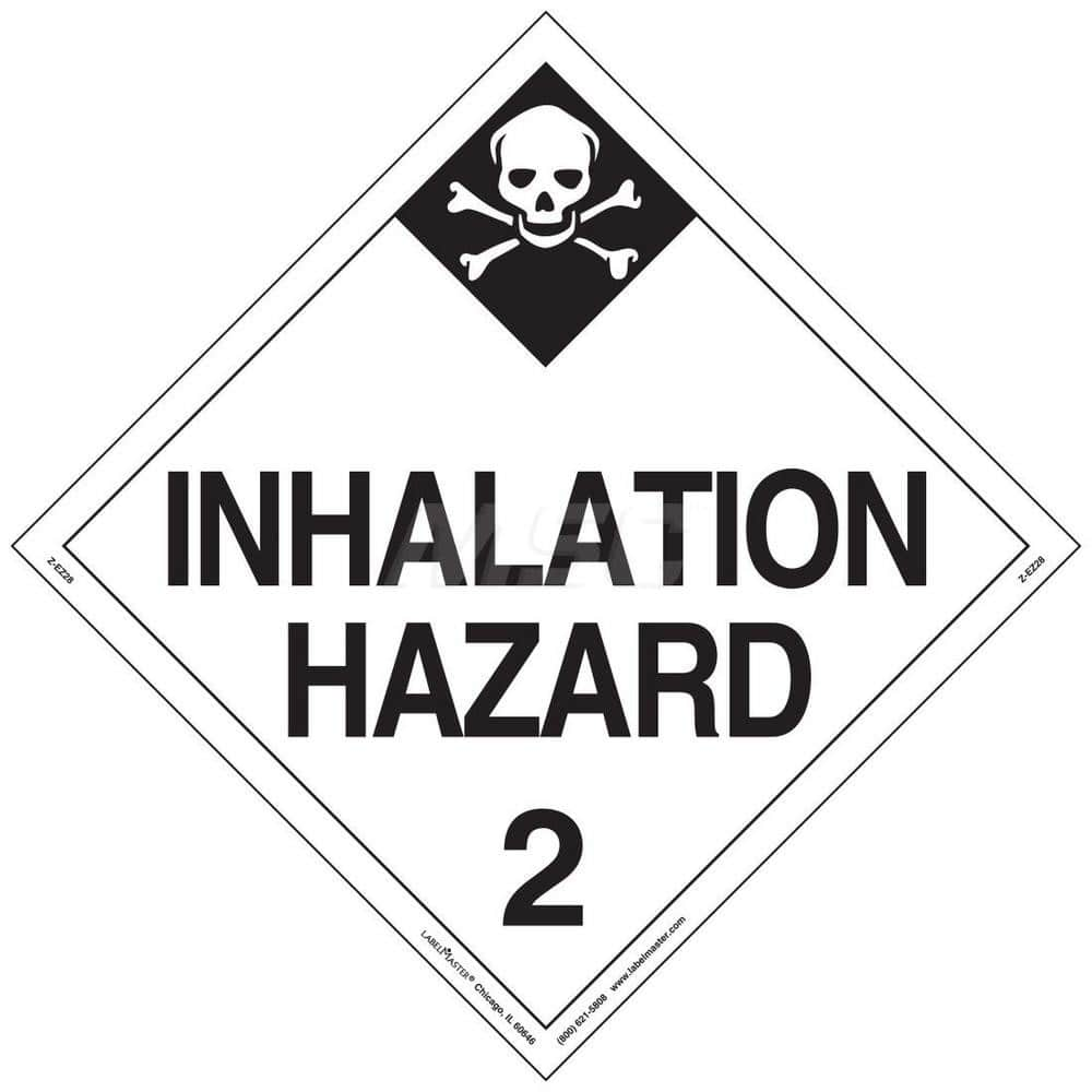 DOT Placards & Holders; Type: Placard; Legend: Inhalation Hazard; Legend: Inhalation Hazard; Material: Vinyl; Message or Graphic: Inhalation Hazard; Legend Color: Black; Material: Vinyl; Compliance Specifications: DOT 49 CFR 172.519; Placard Coating: UV;