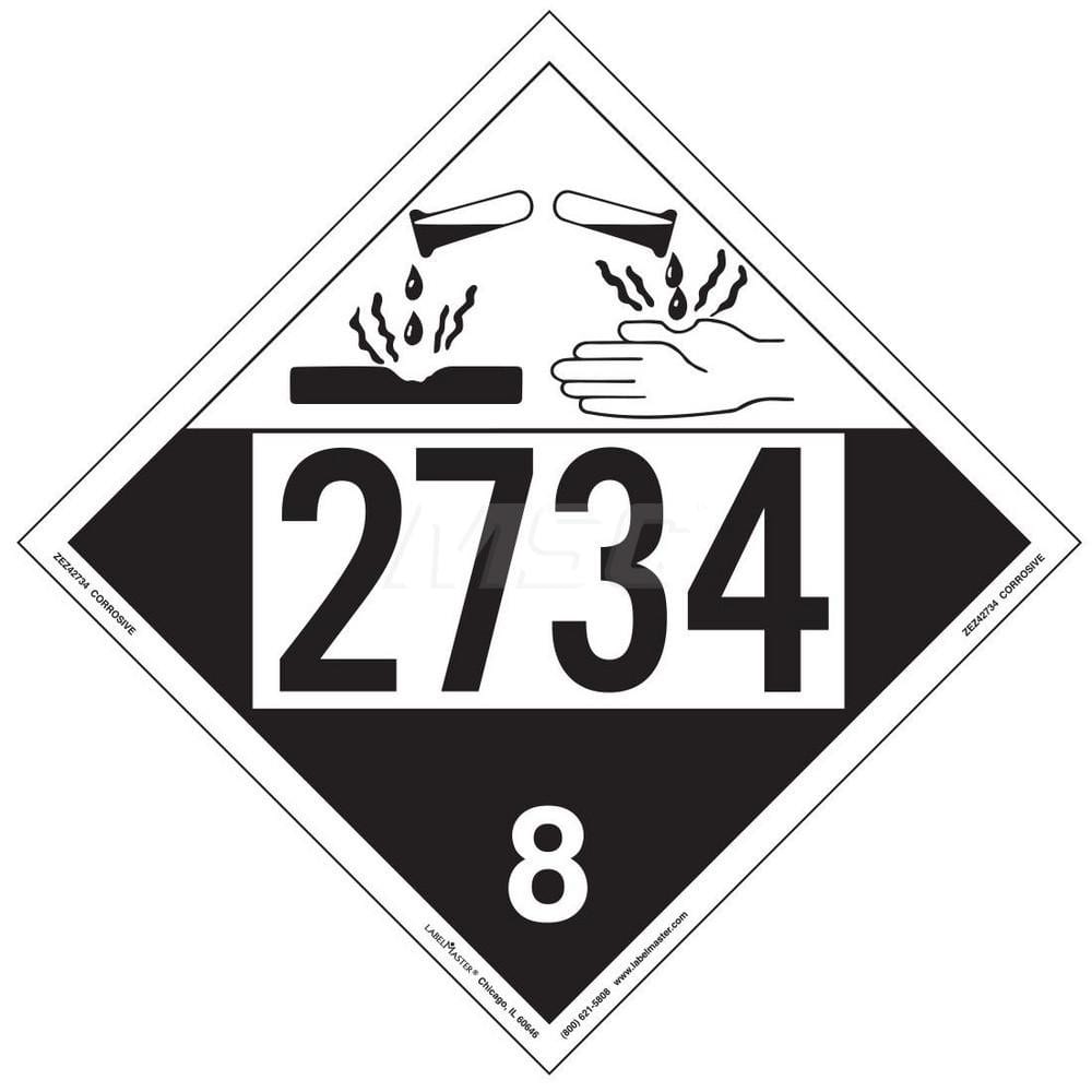 DOT Placards & Holders; Type: Placard; Legend: Corrosive; Legend: Corrosive; Material: Vinyl; Message or Graphic: Corrosive; Legend Color: Black; Material: Vinyl; Compliance Specifications: DOT 49 CFR 172.519; Placard Coating: UV; Language: English; Langu