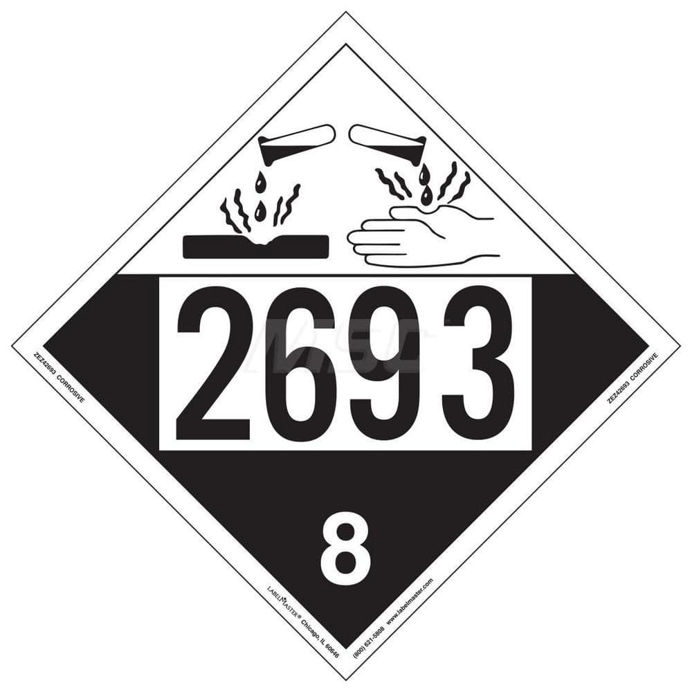 DOT Placards & Holders; Type: Placard; Legend: Corrosive; Legend: Corrosive; Material: Vinyl; Message or Graphic: Corrosive; Legend Color: Black; Material: Vinyl; Compliance Specifications: DOT 49 CFR 172.519; Placard Coating: UV; Language: English; Langu