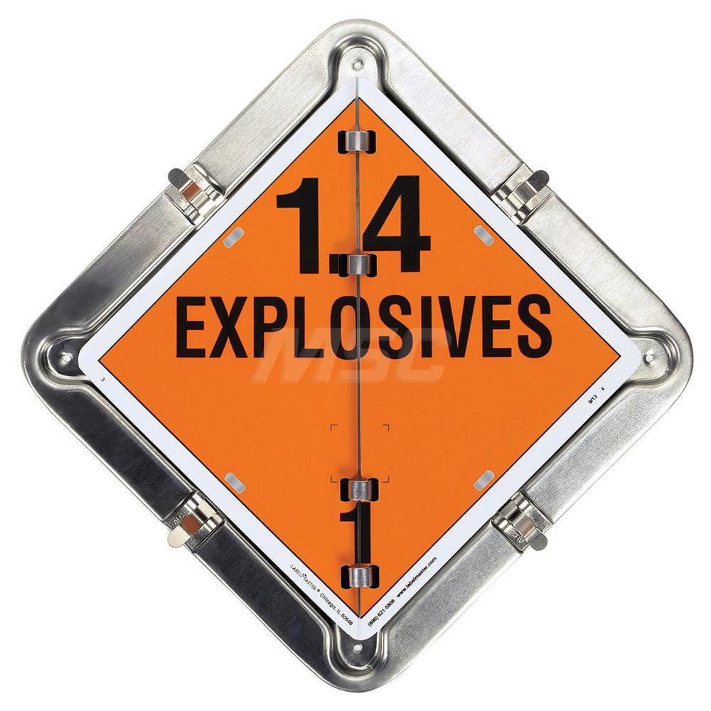 DOT Flip Placards; Placard Type: Standard; Number of Legends: 7; Legend: Explosive 1.4; Explosive 1.5; Explosive 1.6; Explosive 1.1; Explosive 1.2; Explosive 1.3; Dangerous; Message/Graphic: Message & Graphic; Legend Color: Orange; Background Color: White