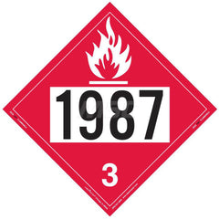 DOT Placards & Holders; Type: Placard; Legend: Flammable Liquid; Legend: Flammable Liquid; Material: Vinyl; Message or Graphic: Flammable Liquid; Legend Color: Red; Material: Vinyl; Compliance Specifications: DOT 49 CFR 172.519; Placard Coating: UV; Langu