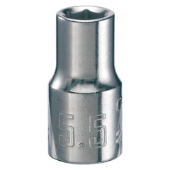 Hand Socket: 1/4″ Drive, 14 mm Socket, 6-Point Chrome-Plated & Polished