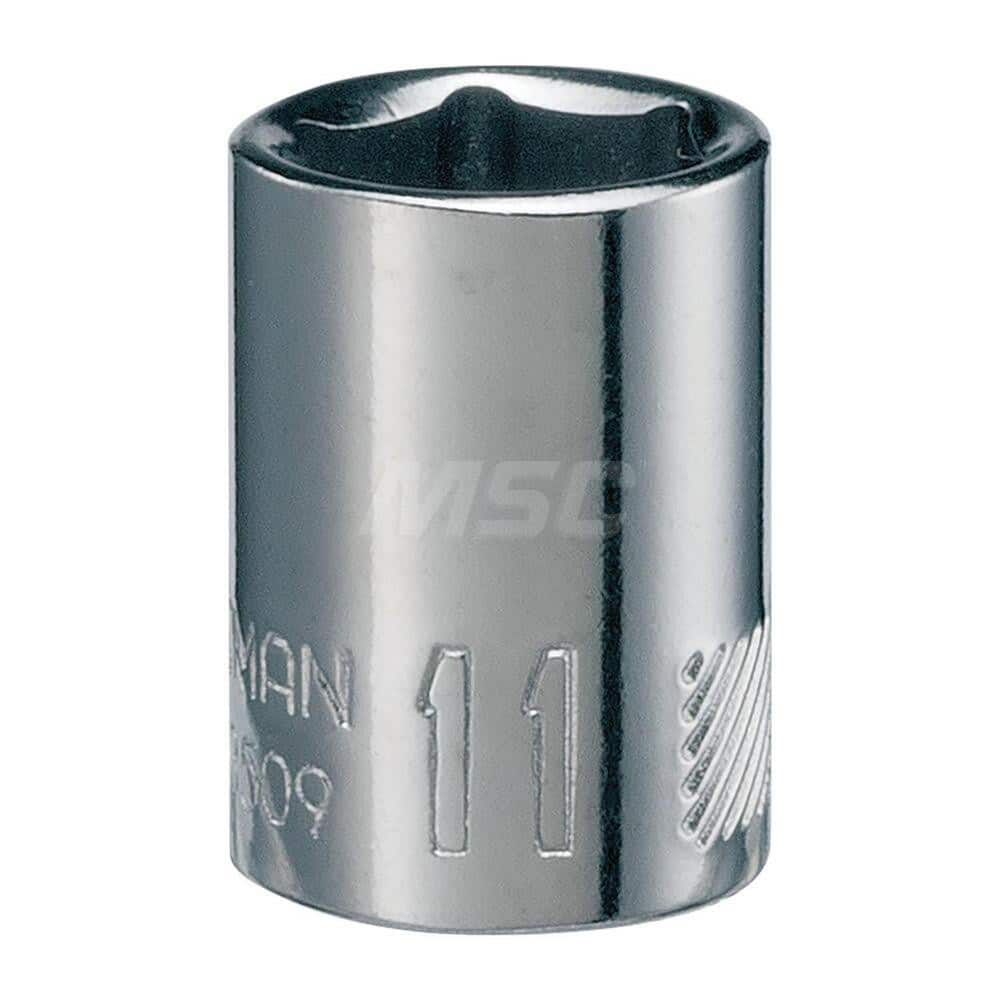 Hand Socket: 1/4″ Drive, 11 mm Socket, 6-Point Chrome-Plated & Polished