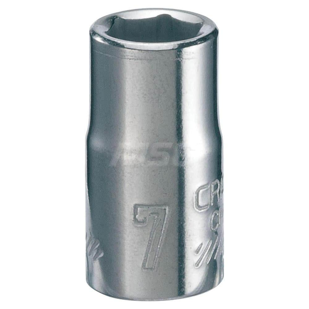 Hand Socket: 1/4″ Drive, 7 mm Socket, 6-Point Chrome-Plated & Polished