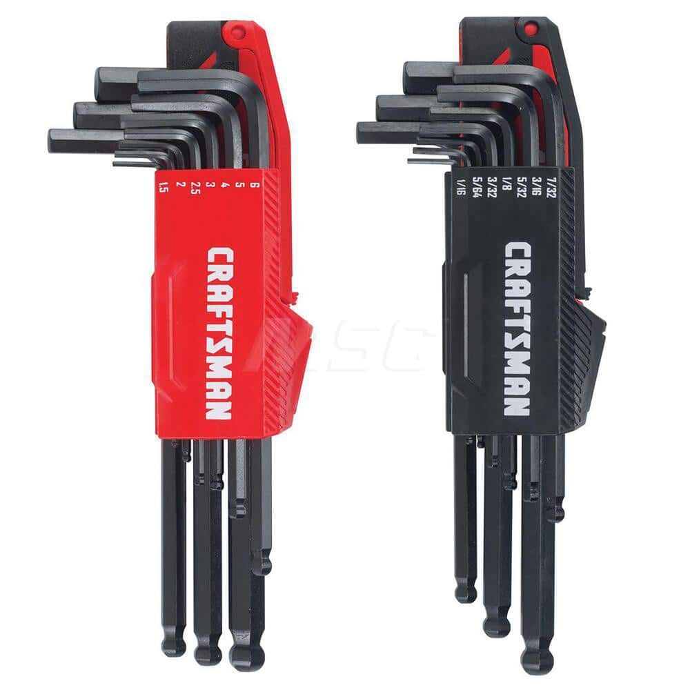 Hex Key Sets; Tool Type: Hex; Handle Type: L-Handle; T Handle; Measurement Type: Inch & Metric; Hex Size Range (Inch): 1/16 - 3/8; Hex Size Range (mm): 1.5 - 10; Finish Coating: Black Oxide