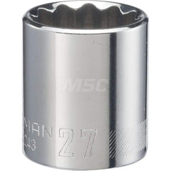 Hand Socket: 1/2″ Drive, 27 mm Socket, 12-Point Chrome-Plated & Polished