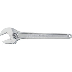 Adjustable Wrench: 15″ OAL Steel, Polished Chrome Finish