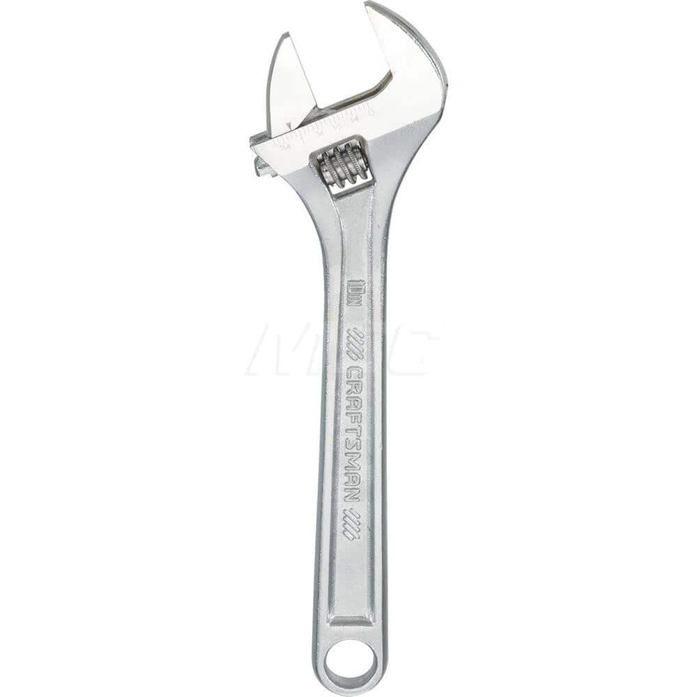 Adjustable Wrench: 10″ OAL Steel, Polished Chrome Finish