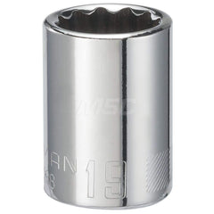 Hand Socket: 1/2″ Drive, 19 mm Socket, 12-Point Chrome-Plated & Polished