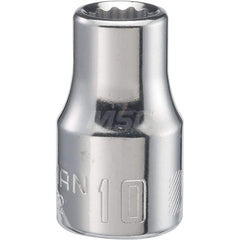 Hand Socket: 1/2″ Drive, 10 mm Socket, 12-Point Chrome-Plated & Polished