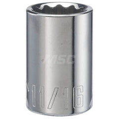 Hand Socket: 1/2″ Drive, 11/16″ Socket, 12-Point Chrome-Plated & Polished