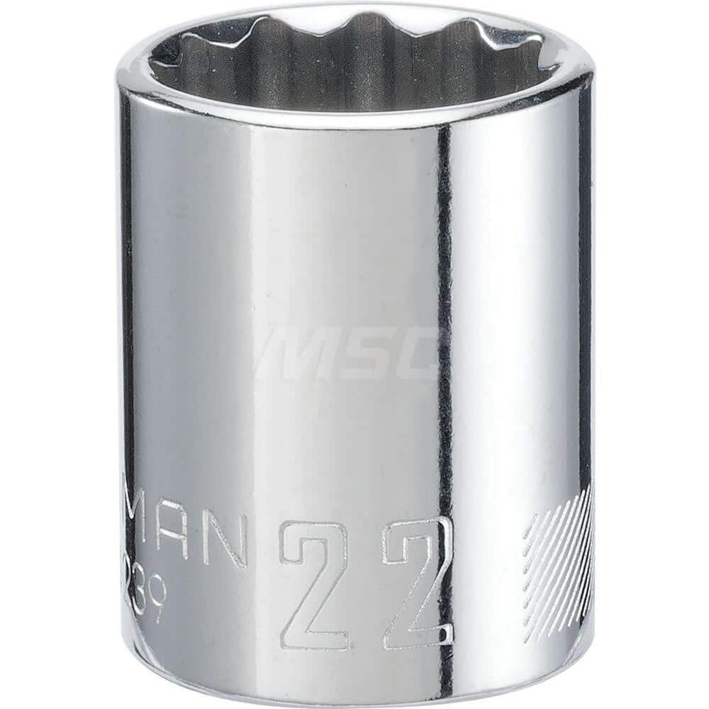 Hand Socket: 1/2″ Drive, 22 mm Socket, 12-Point Chrome-Plated & Polished