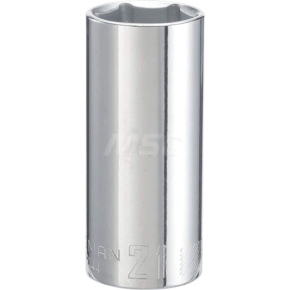 Hand Socket: 3/8″ Drive, 21 mm Socket, 6-Point Chrome-Plated & Polished