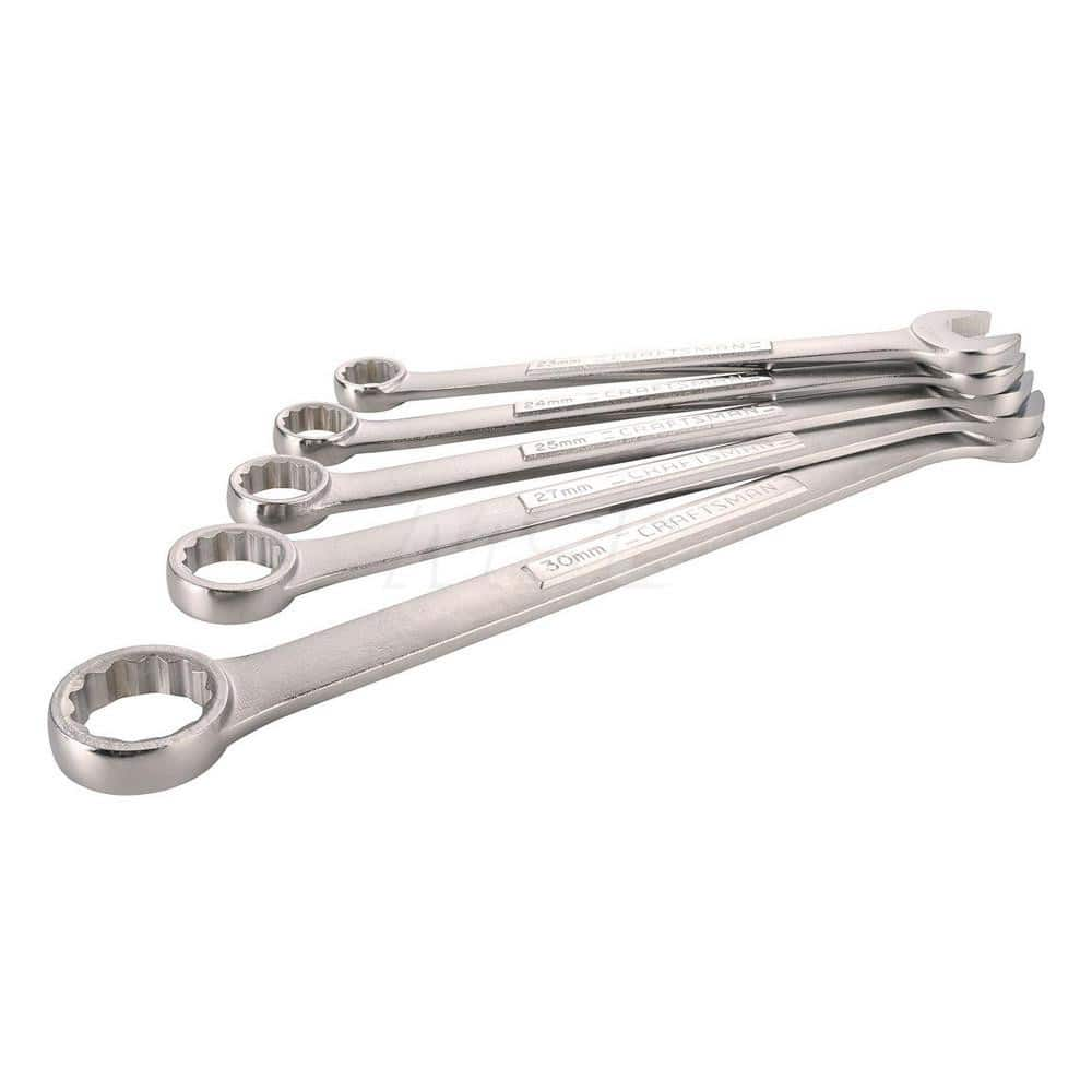 Jumbo Combination Set: 5 Pc, 23 24 25 27 & 30 mm Wrench, Metric Chrome-Plated