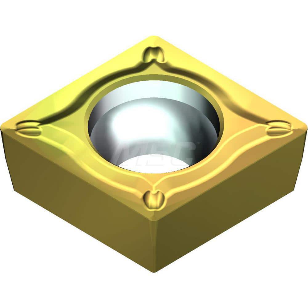 Turning Insert:  CCMT32505ESU T2500Z,  Cermet AlN Finish,  Neutral,  0.3819″ Long,  3/8″ Inscribed Circle,  0.0079″ Corner Radius,  80.0 &deg N/A Diamond,  Series  T2500Z