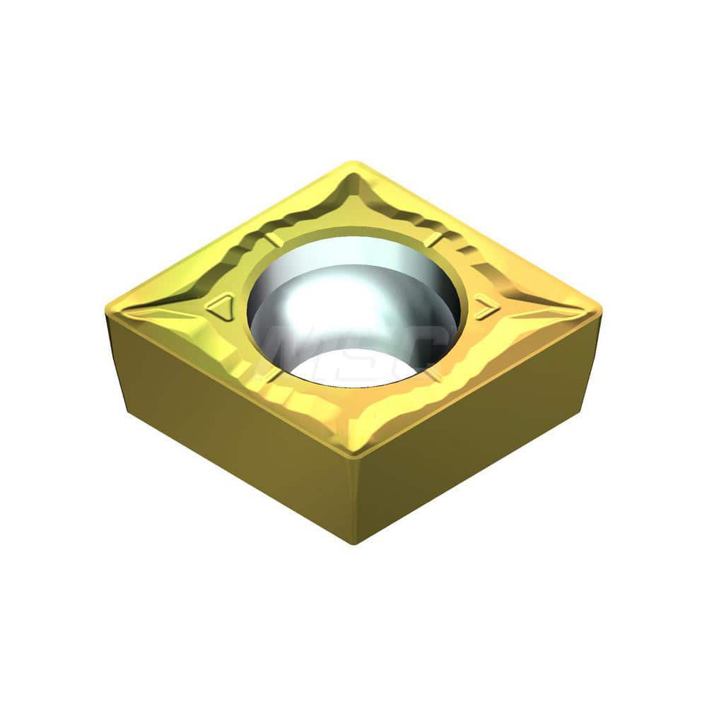 Turning Insert:  CCMT3251EGU T2500Z,  Cermet AlN Finish,  Neutral,  0.3819″ Long,  3/8″ Inscribed Circle,  0.0157″ Corner Radius,  80.0 &deg N/A Diamond,  Series  T2500Z
