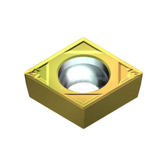 Turning Insert:  CCMT3252ELB T1500Z,  Cermet AlN Finish,  Neutral,  0.3819″ Long,  3/8″ Inscribed Circle,  0.0315″ Corner Radius,  80.0 &deg N/A Diamond,  Series  T1500Z