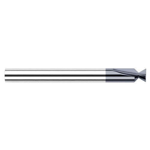 Dovetail Cutters - 0.1130″ Cutter Diameter × 0.0310″ (1/32″) Radius × 48° included Carbide Dovetail Cutter without Drop Hole Allowance, 2 Flutes, AlTiN Coated