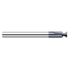 Dovetail Cutters - 0.0830″ Cutter Diameter × 0.0150″ (1/64″) Radius × 48° included Carbide Dovetail Cutter without Drop Hole Allowance, 2 Flutes, AlTiN Coated