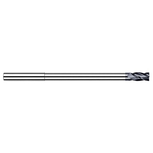 Miniature End Mills - Long Reach, Stub Flute - 0.6250″ (5/8″) Cutter Diameter × 0.0300″ Radius × 0.9380″ Length of Cut × 5.6870″ Reach Carbide Corner Radius End Mill, 4 Flutes, AlTiN Coated - Exact Industrial Supply
