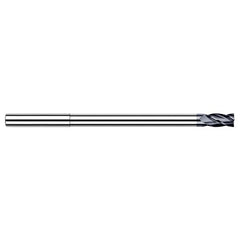 Miniature End Mills - Long Reach, Stub Flute - 0.6250″ (5/8″) Cutter Diameter × 0.0300″ Radius × 0.9380″ Length of Cut × 5.6870″ Reach Carbide Corner Radius End Mill, 4 Flutes, AlTiN Coated - Exact Industrial Supply