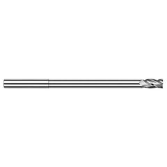 Miniature End Mills - Long Reach, Stub Flute - 0.6250″ (5/8″) Cutter Diameter × 0.0300″ Radius × 0.9380″ Length of Cut × 5.6870″ Reach Carbide Corner Radius End Mill, 4 Flutes - Exact Industrial Supply