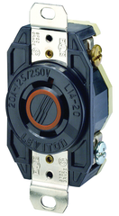 20 Amp; 125/250 Volt; NEMA L14-20R; 3P; 4W; Flush Mtg Locking Receptacle; Industrial Grade; Grounding; V-0-MAX - Black - Americas Industrial Supply