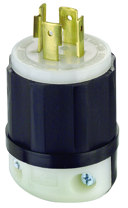 20 Amp; 125/250 Volt; NEMA L14-20P; 3P; 4W; Locking Plug; Industrial Grade; Grounding - Black-White - Americas Industrial Supply