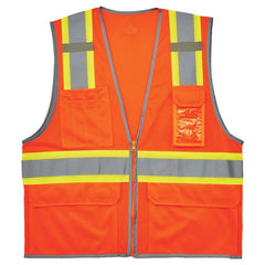 8246Z 4/5 XL Orange 2-Tone Mesh Vest Type R Class 2 W/ Reflective - Americas Industrial Supply