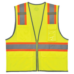 8246Z S/M Lime 2-Tone Mesh Vest Type R Class 2 W/ Reflective - Americas Industrial Supply